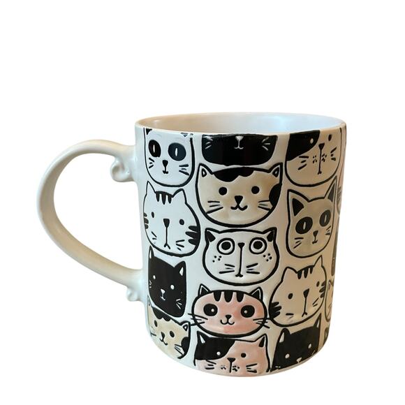 Spectrum Designz MITSY CAT FACE Coffee Tea Mugs 21oz Stoneware Set of 2 NEW - Picture 7 of 15